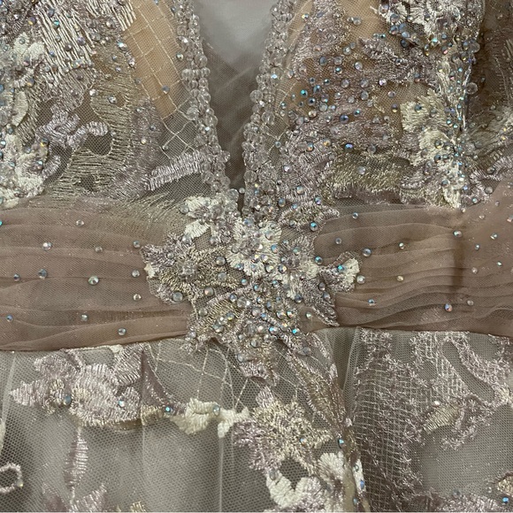 Mac Duggal 20211 Dusty Rose Beaded Faux Wrap Gown 16 - Picture 7 of 11